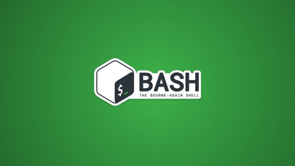 Logo do BASH sobre fundo verde.